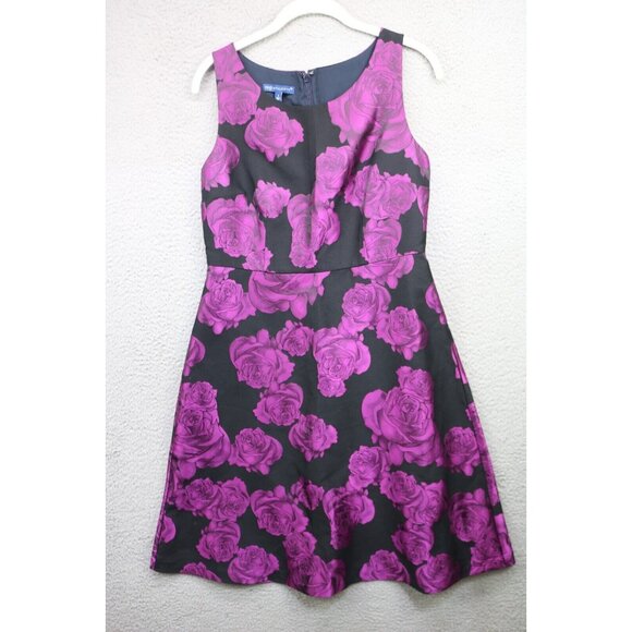 RSVP by Talbots Black w/Purple Iridescent Roses Dress-Size 2-Whimsigoth-Lined - Picture 1 of 10